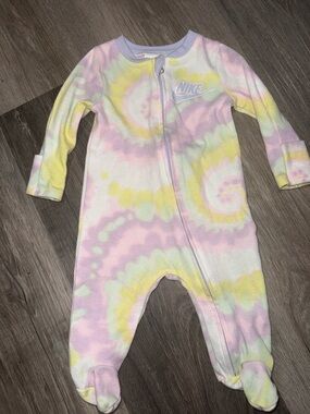 Nike Pastel Tie-Dye Footed One-Piece - Pink, Yellow & White